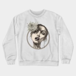 Katty White Flower Circle Crewneck Sweatshirt